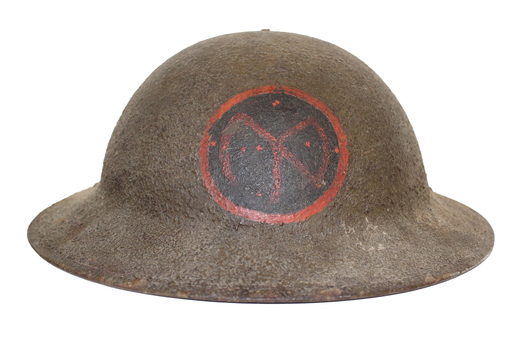 WWI U.S. 27TH DIVISION STEEL BRODIE HELMET US M 1917 WITH LINER